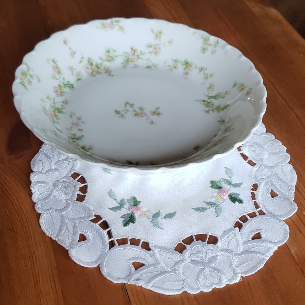 Limoges France Flower Pattern Bowl & Doily